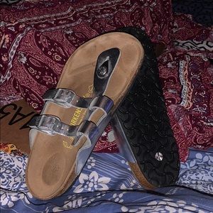 Birkenstock Silver Sandals Size 39 Never Worn
